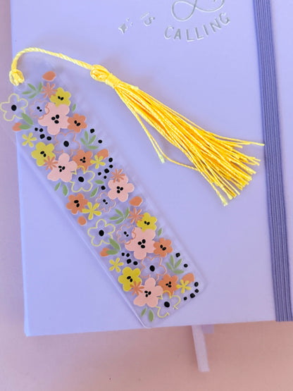 Peachy Floral Acrylic Bookmark