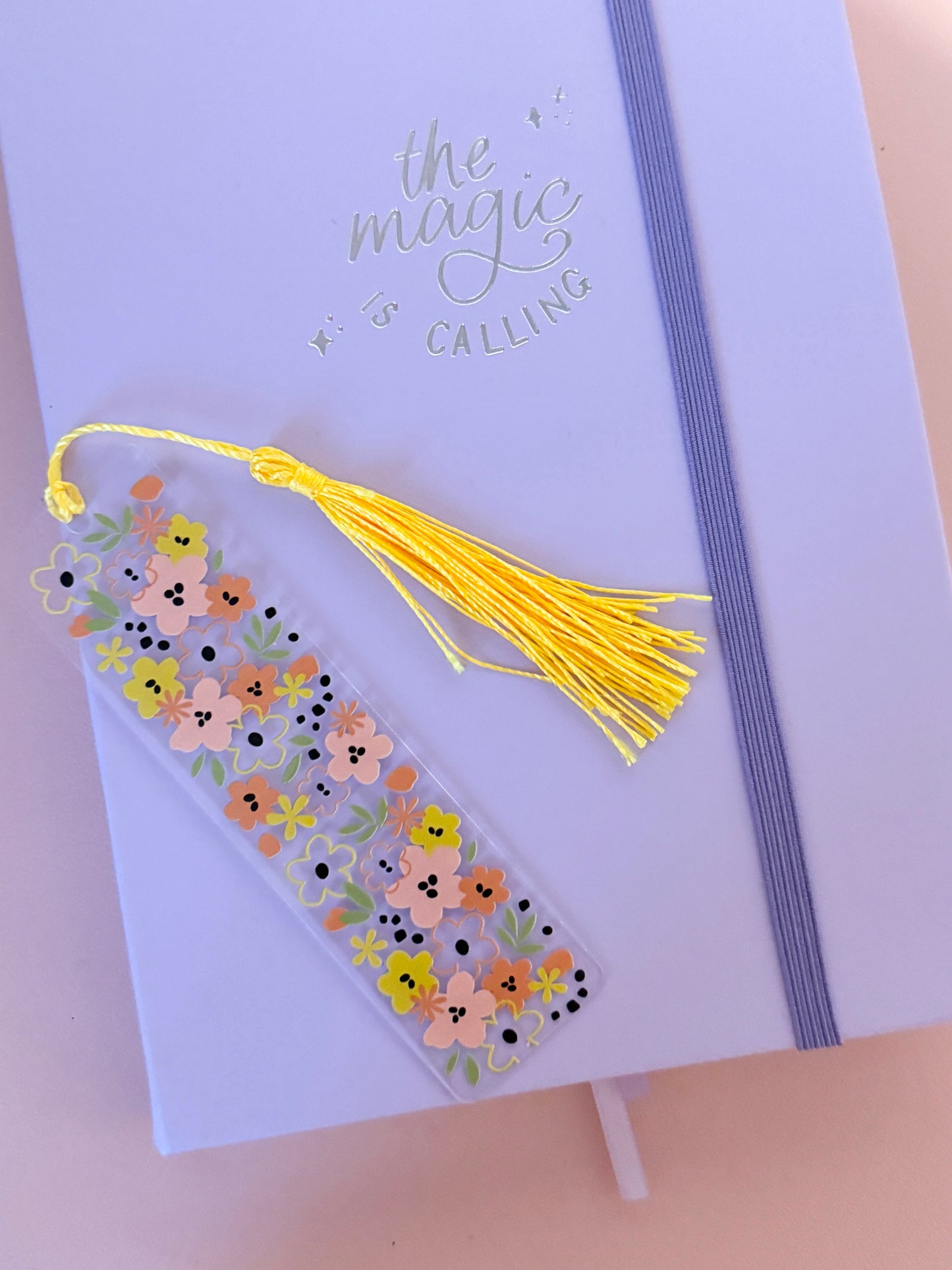 Peachy Floral Acrylic Bookmark