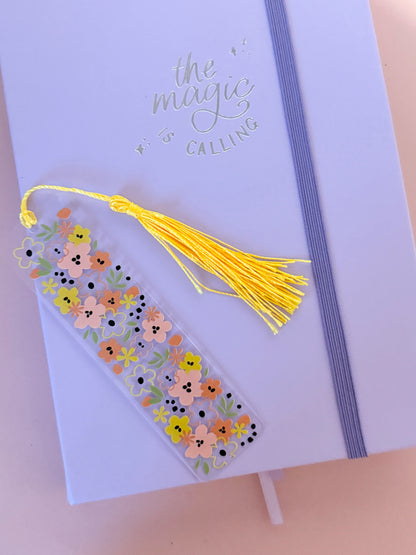 Peachy Floral Acrylic Bookmark