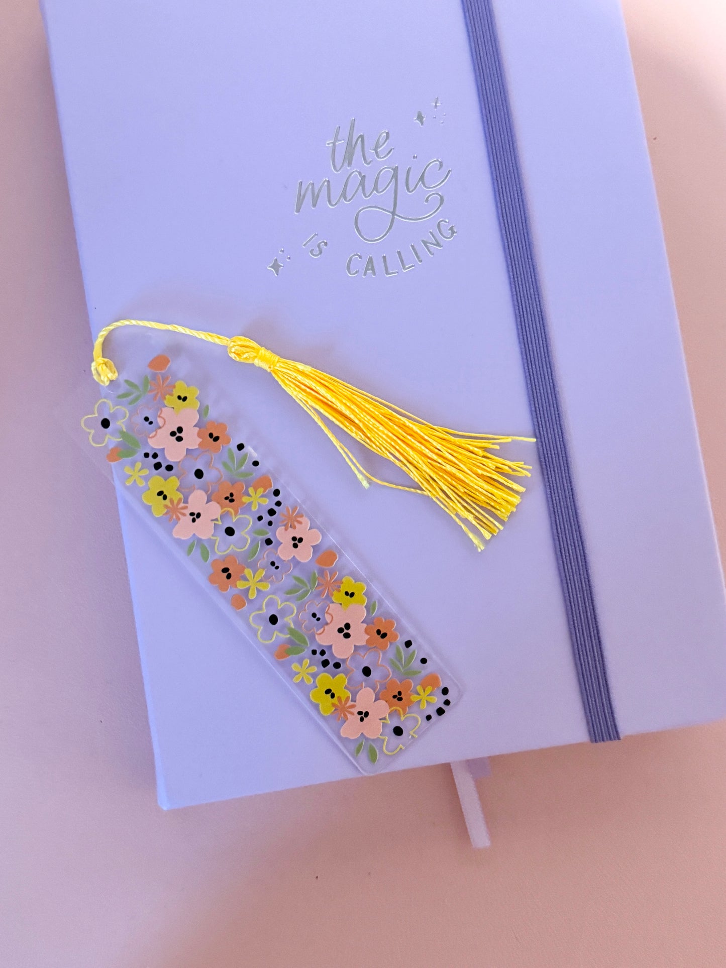 Peachy Floral Acrylic Bookmark