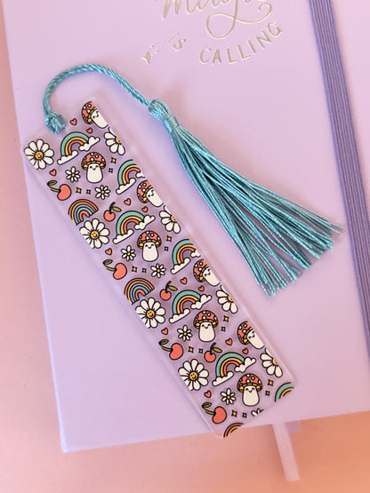 Mushrooms & Rainbows Acrylic Bookmark