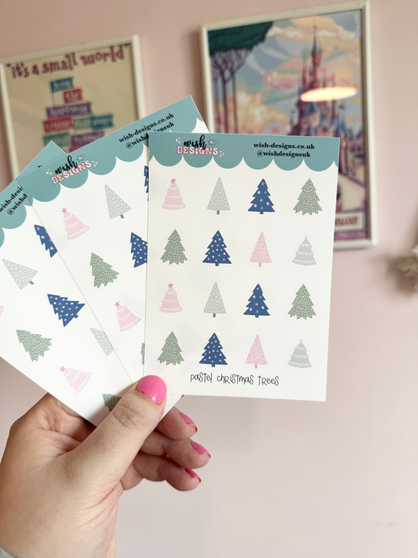 Pastel Christmas Trees Vinyl Sticker Sheet