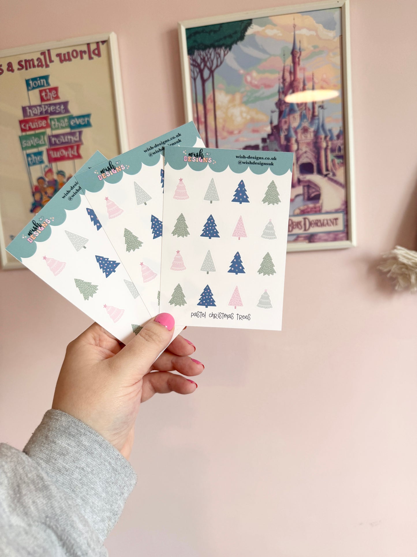 Pastel Christmas Trees Vinyl Sticker Sheet