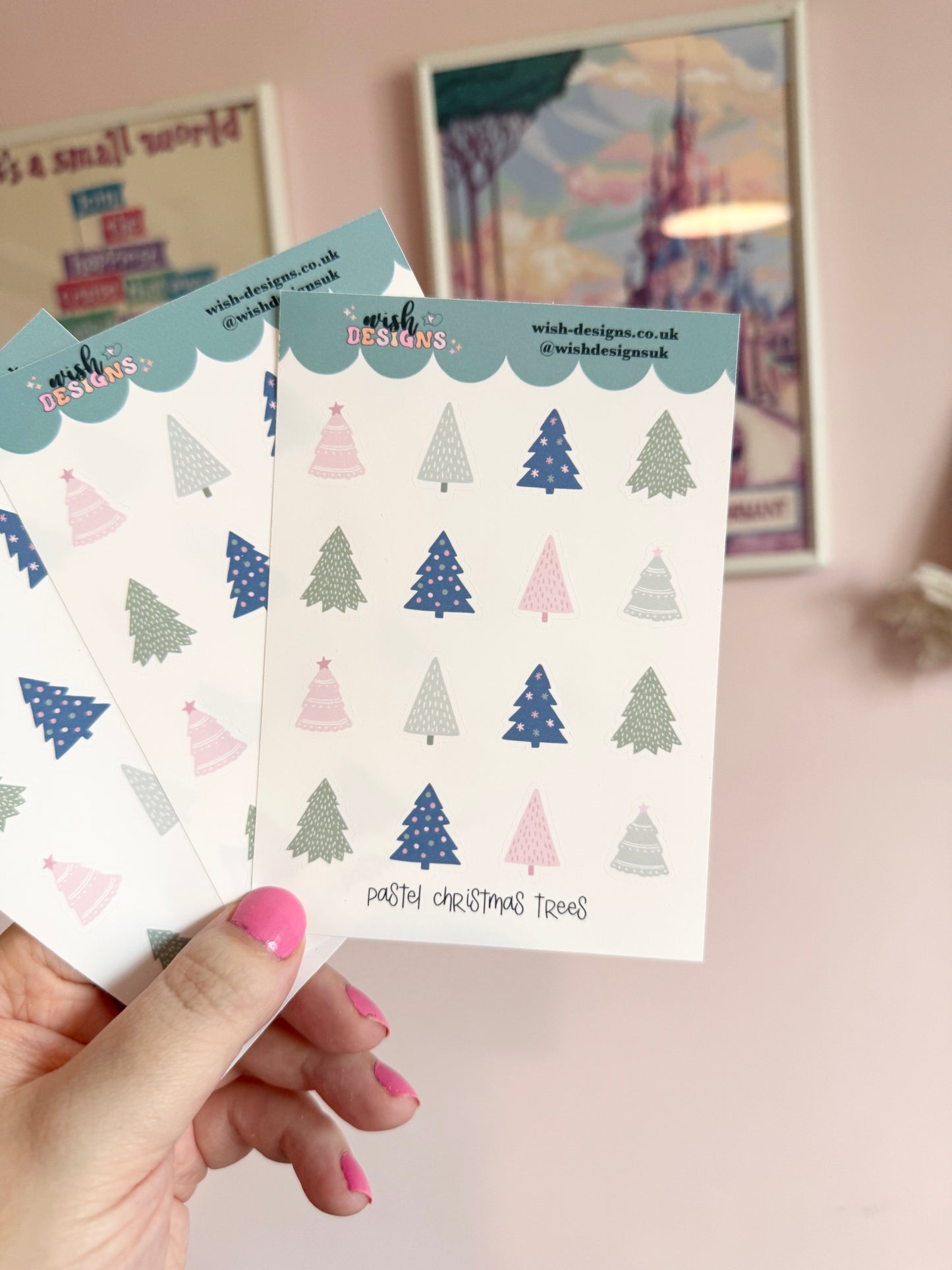 Pastel Christmas Trees Vinyl Sticker Sheet