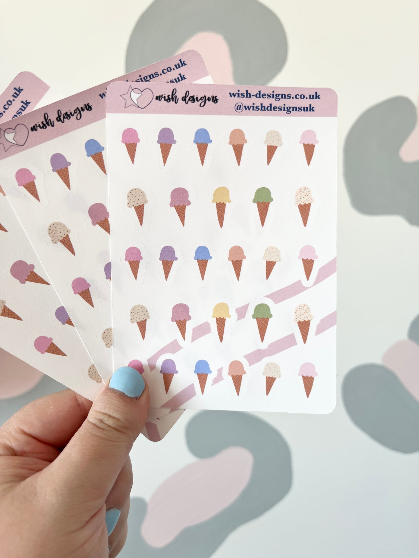 Ice Cream Cones Vinyl Sticker Sheet
