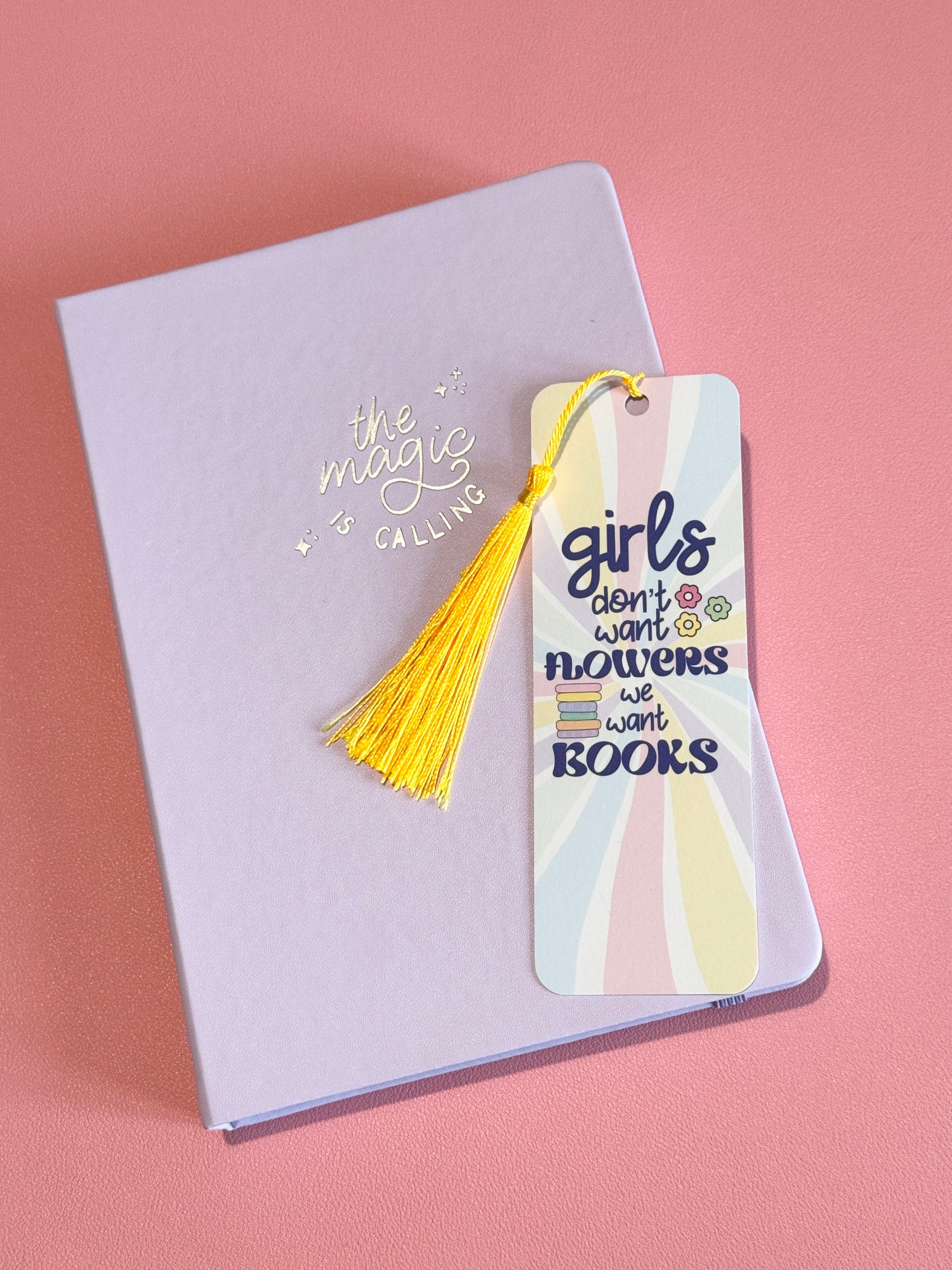 "Girls Don't Want Flowers, We Want Books" Reading Tracker Bookmark