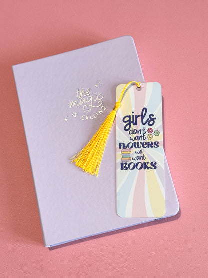 "Girls Don't Want Flowers, We Want Books" Reading Tracker Bookmark