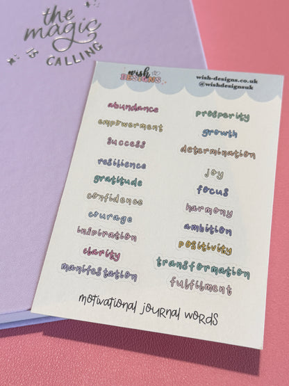 Motivational Journal Words Matte Sticker Sheet