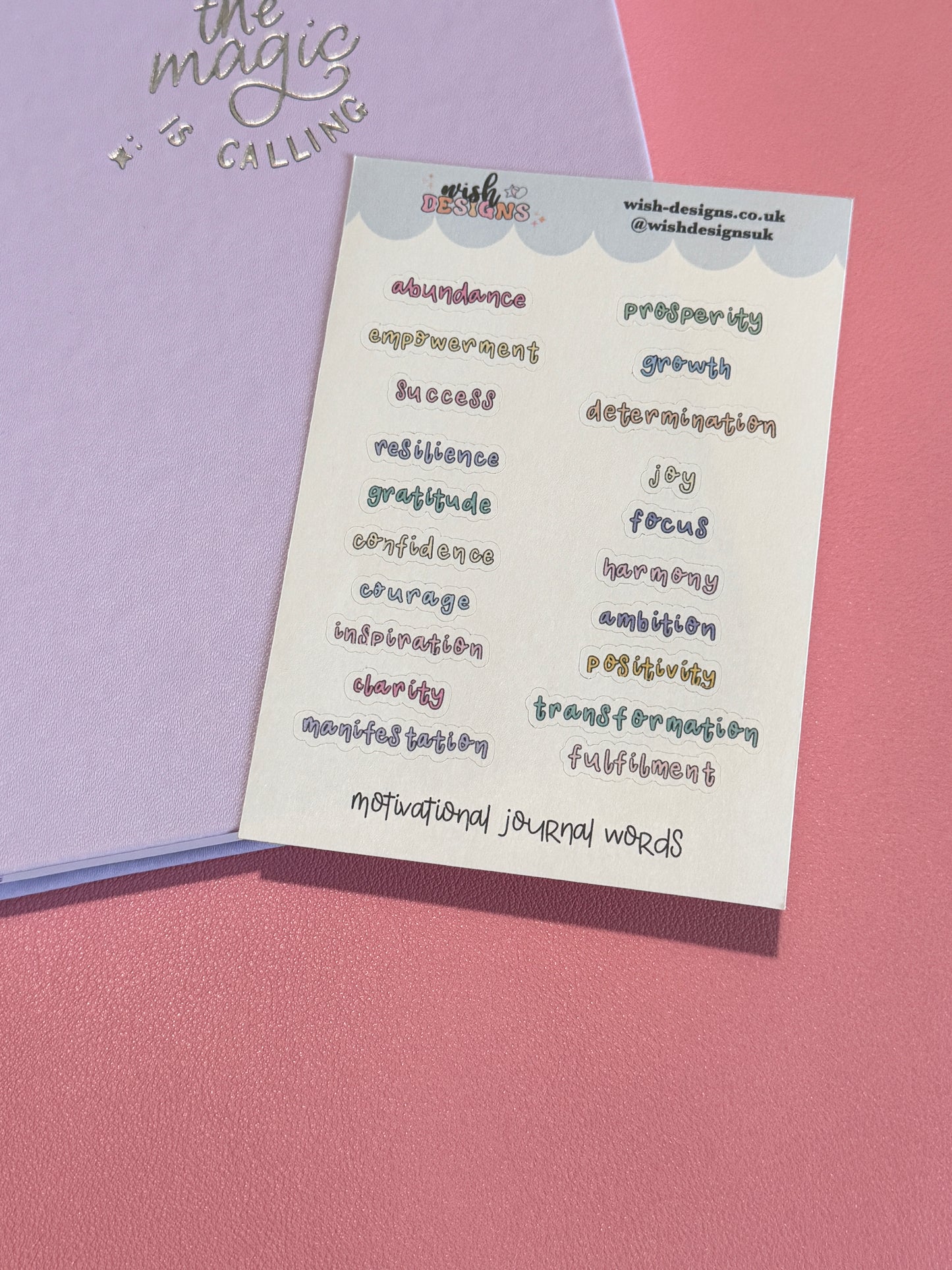 Motivational Journal Words Matte Sticker Sheet