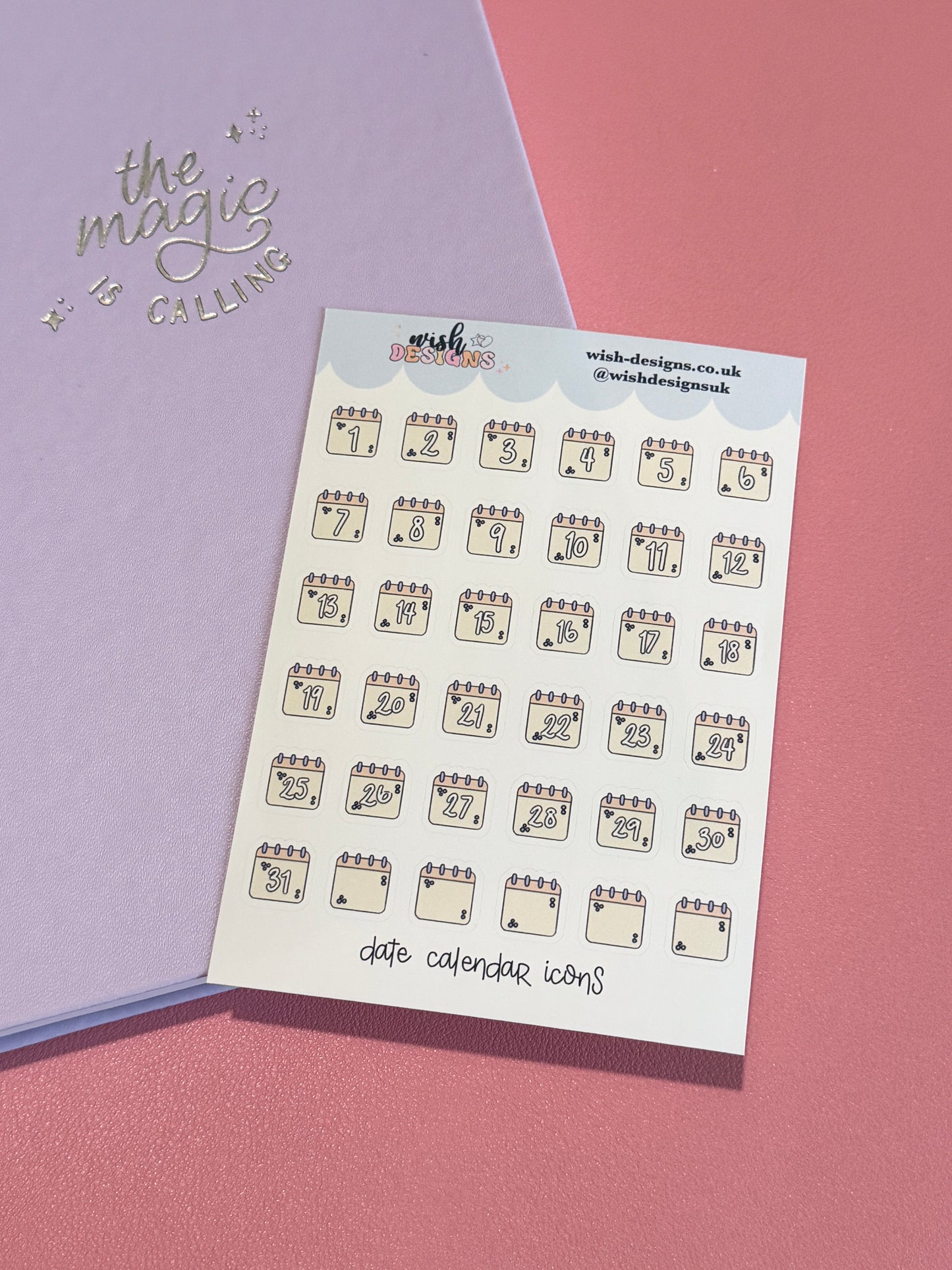 Date Calendar Icons Vinyl Sticker Sheet