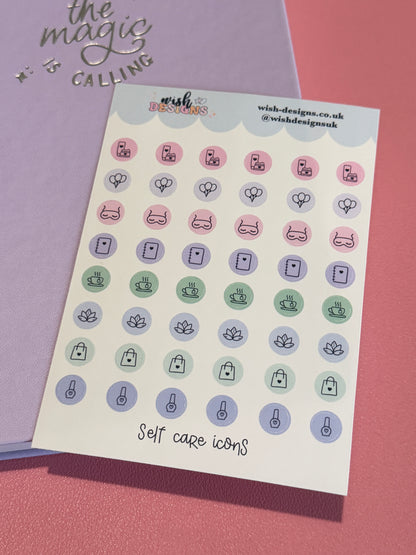 Self Care Icons Vinyl Sticker Sheet