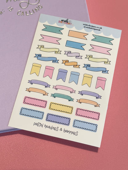 Pastel Headers and Borders Vinyl Sticker Sheet