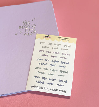 Pastel Journal Reading Words Vinyl Sticker Sheet
