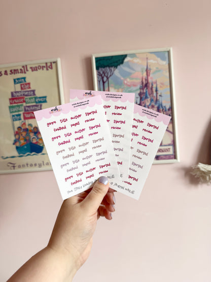 Love Story Reading Journal Words Vinyl Sticker Sheet