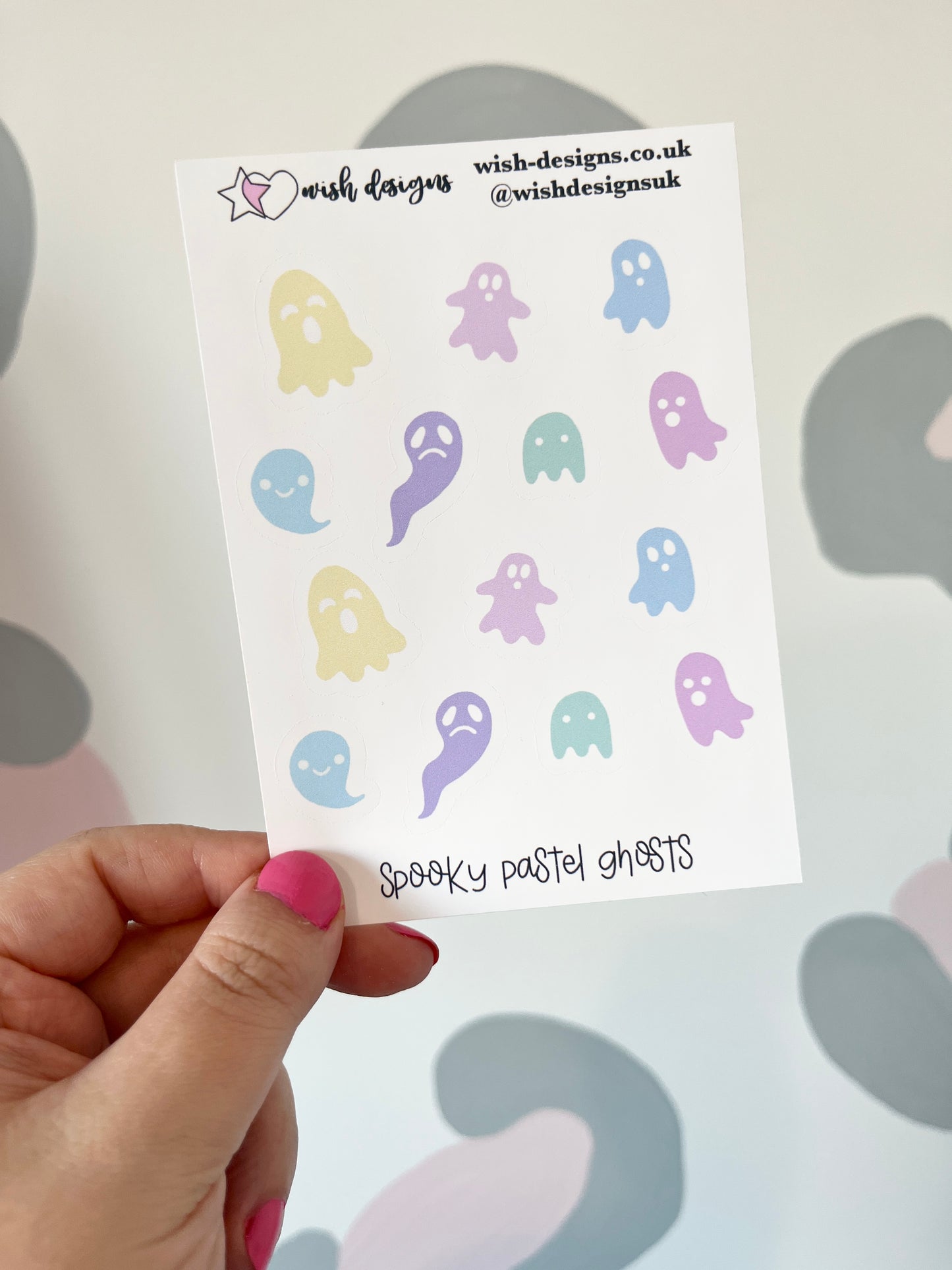 Spooky Pastel Ghosts Vinyl Sticker Sheet