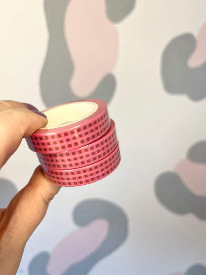 10mm Pink Contrast Check Washi Tape