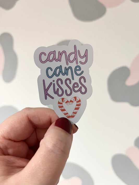 Candy Cane Kisses Holographic Sticker
