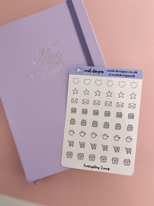 Everyday Icons Clear Sticker Sheet