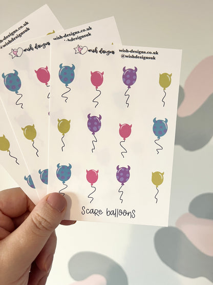 Scare Balloons Vinyl Sticker Sheet