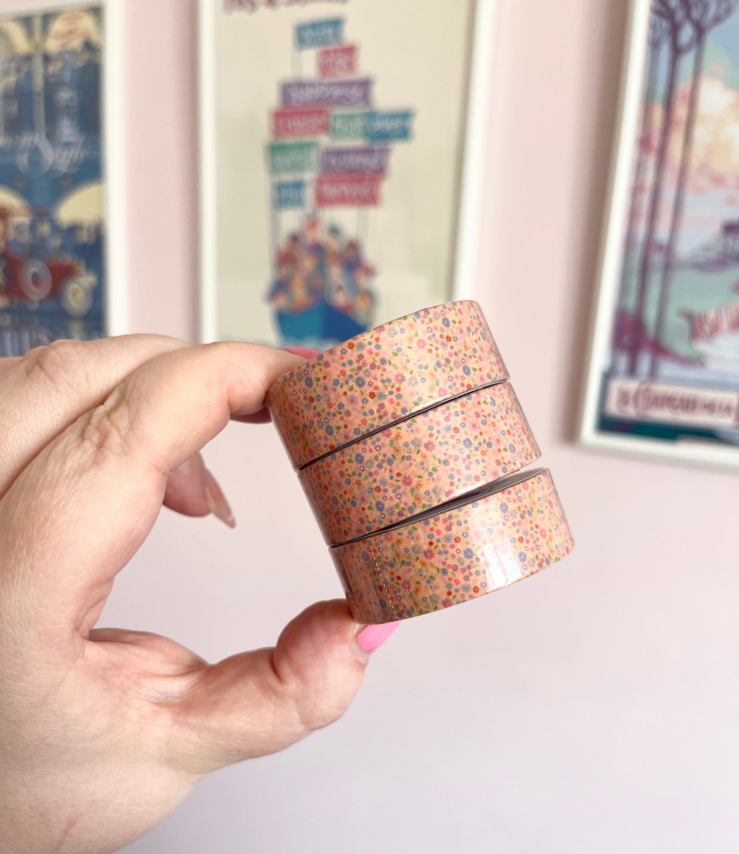 15mm Peach Flowers Washi Tape